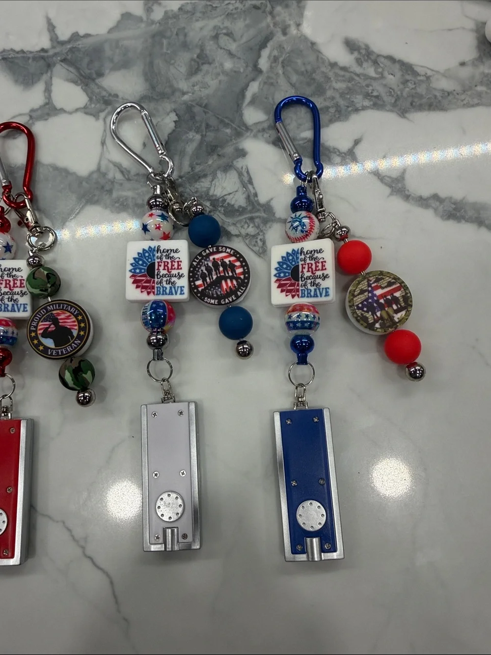 Patriotic LED Keychain Flashlight - Red, White & Blue